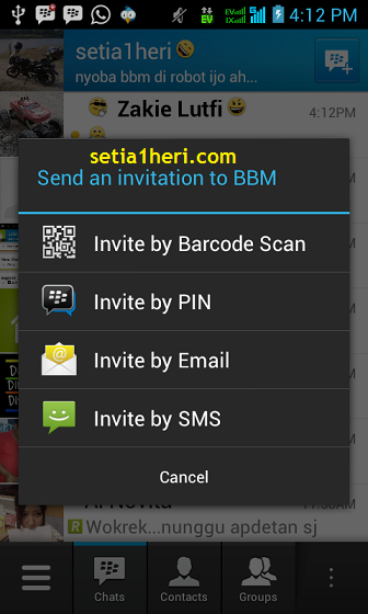 cara invite BBM android