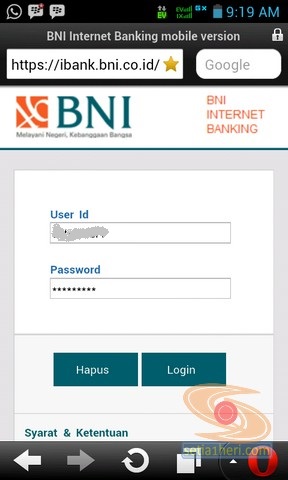 BNI Internet Banking versi mobile atau gadget (2)