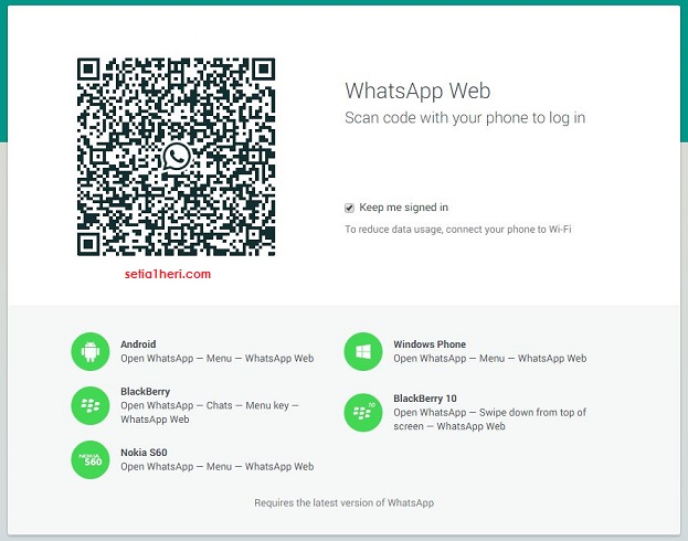 tampilan awal web browser whatsapp 2015