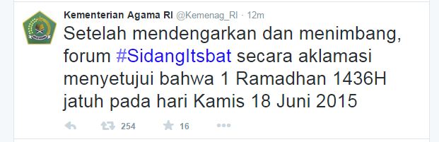 sidang isbat 1436 hijriyah memutuskan 1 ramadhan jatuh tanggal 18 juni 2015