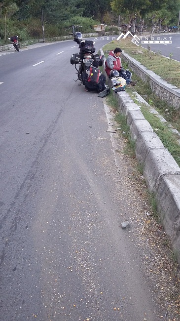 sudden brake scorpio di lombok, NTB