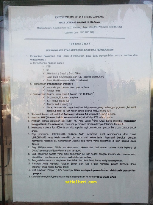 Syara-syarat pengurusan paspor di ULP Surabaya