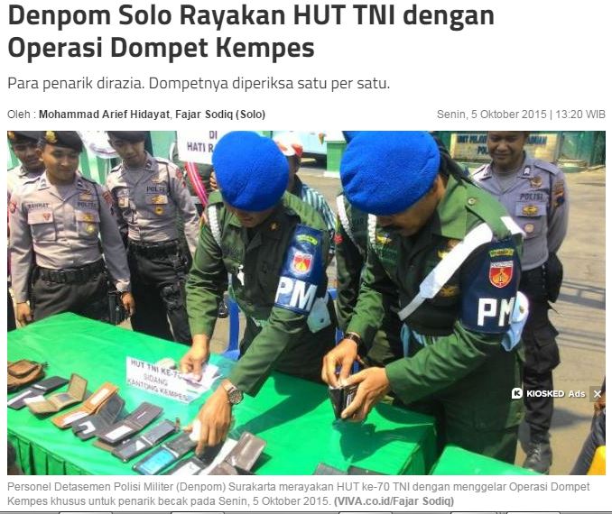 operasi dompet kempes denpom TNI Solo tahun 2015