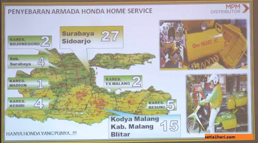 Peta sebaran Honda Home Service Jawa Timur tahun 2016