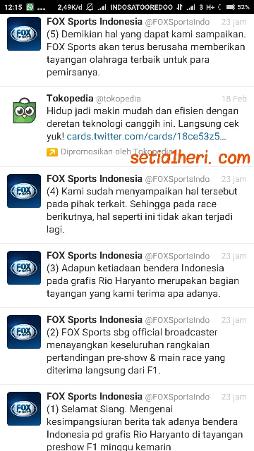 konfirmasi Fox Sport Indonesia terkait ketiadaan bendera Indonesia disamping Rio Haryanto di GP Australia tahun 2016