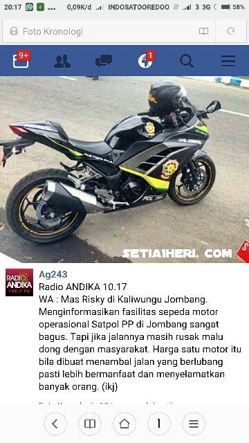 motor kawasaki ninja 250 R yang jadi kendaraan operasional satpol pp jombang jawa timur dicibir netizen