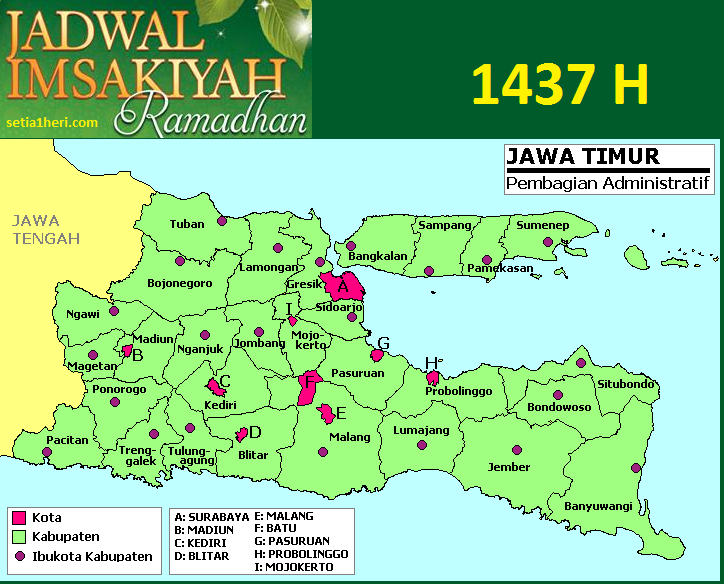jadwal imsakiyah atau jadwal imsak area jawa timur 1437 hijriah atau tahun 2016