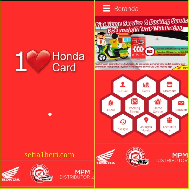 honda home service via OHC card tahun 2016