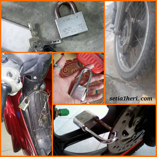 Tips sederhana anti maling pada sepeda motor, pakai kunci disk brake depan