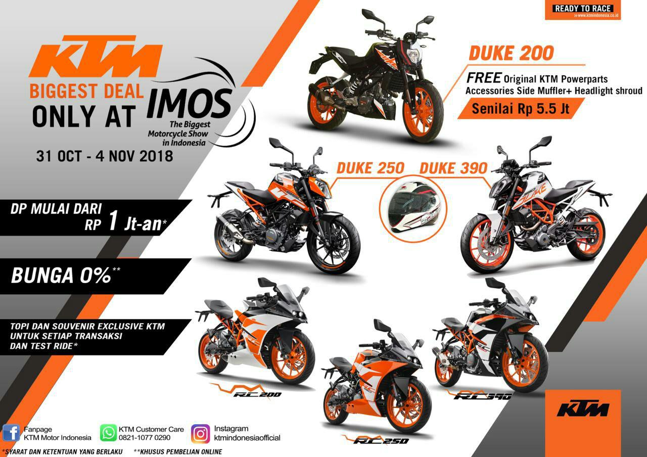 KTM Indonesia hadir di Indonesia Motorcycle Show (IMOS) 2018, ada special offer brosis