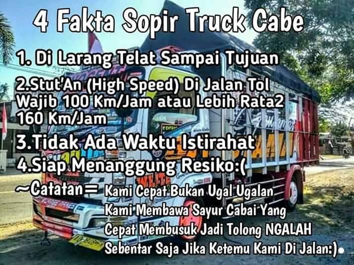 Fakta-fakta sopir truk cabe, selalu high speed (3)