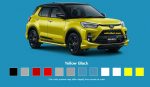 Pilihan warna hitam kuning Toyota Raize tahun 2021