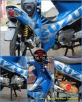 Restorasi Suzuki Shogun 125 R jadi kinclong dan pakai livery Moto GP gans..