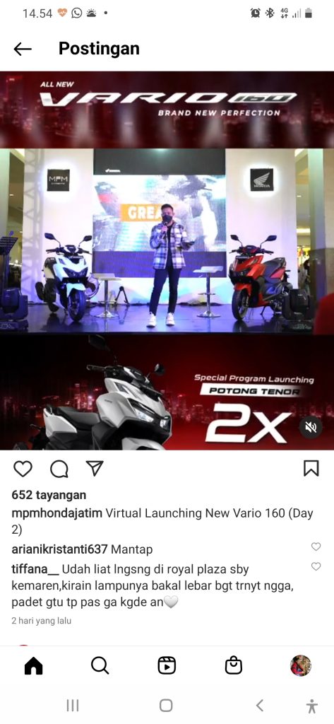 Ribuan Viewer Ikuti Virtual Launching All New Honda Vario 160 di Jawa Timur