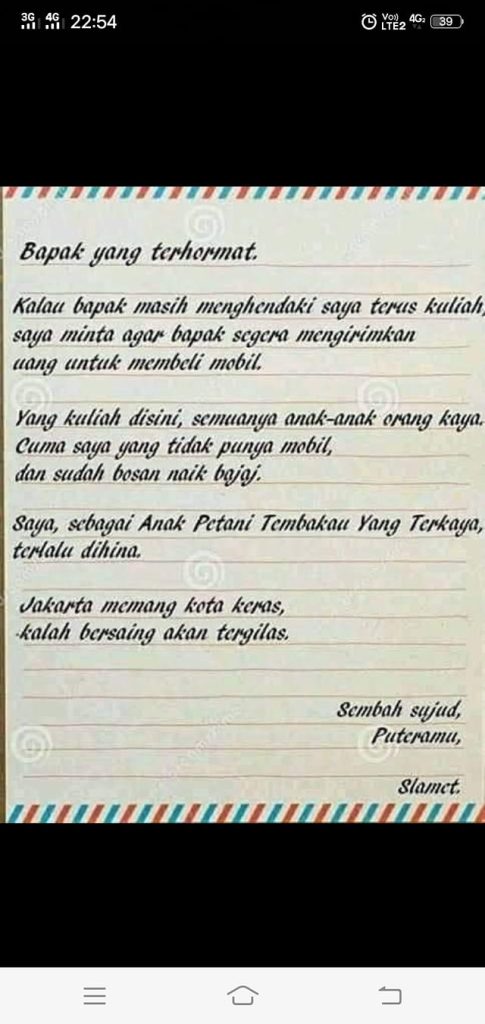 Surat Raden Mas Ngabei Slamet Tjondro Wirjotikto Edi Pranoto Djojo Sentiko Mangun Dirdjokusumo, alias Slamet dalam film Gengsi Donk
