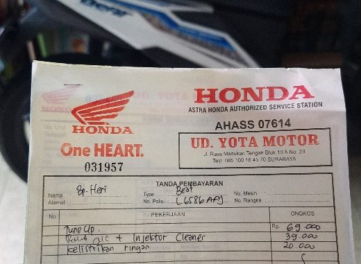 Ini Tune up Honda BeAT di UD Yota Motor Manukan SURABAYA